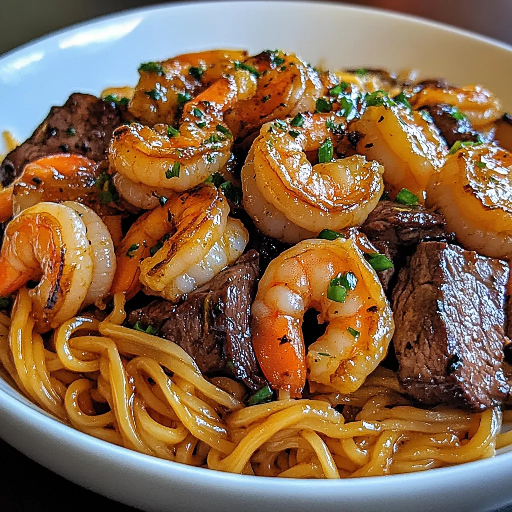 Steak and Shrimp Noodles