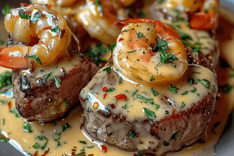 Steak with Creamy Shrimp and Lobster Sauce