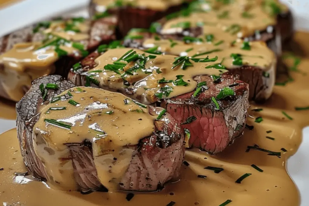 Steak with Garlic Cream Sauce - cookefast.com