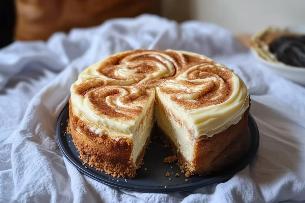 CINNAMON ROLL CHEESECAKE WITH CREAM CHEESE ICING