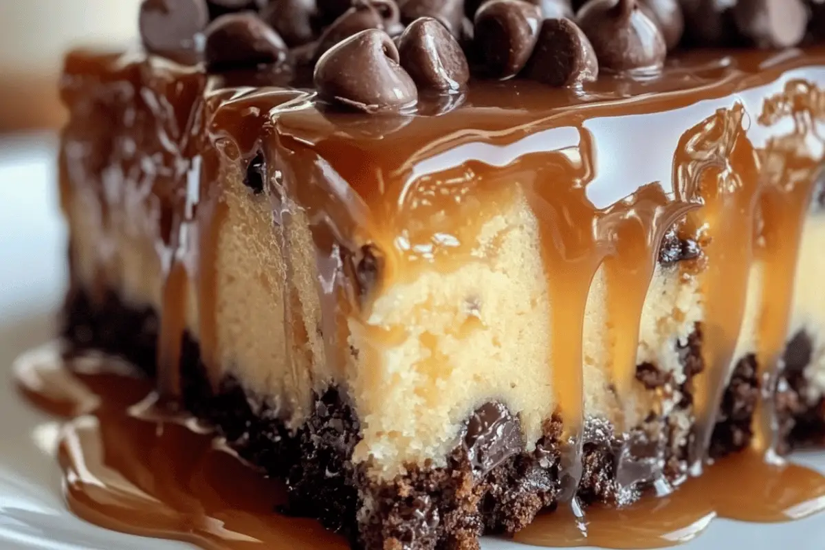 Caramel Turtle Poke Cake