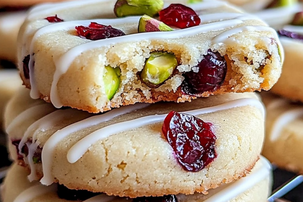 Cranberry Pistachio Shortbread Cookies - Festive Holiday Treat