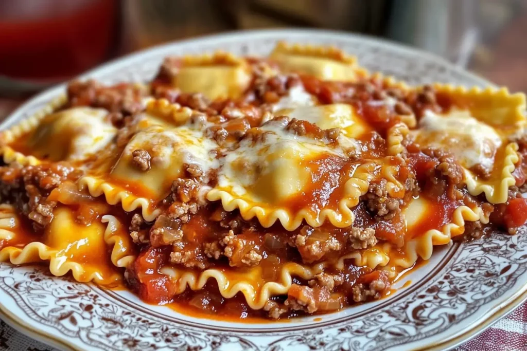 Easy Crockpot Ravioli Lasagna