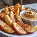 AIR FRIED APPLE WEDGES WITH CARAMEL WHIPPED CREAM DIPPING SAUCE