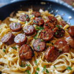 Garlic Butter Sausage Bites with Creamy Parmesan Pasta Recipe