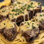 Creamy Parmesan Pasta with Garlic Steak Recipe | Rich, Flavorful & Satisfying