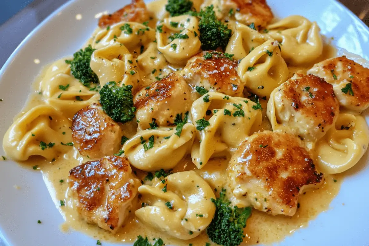 Creamy Garlic Parmesan Tortellini with Chicken & Broccoli | Rich & Flavorful