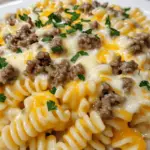 Cheesy Rotini with Garlic Butter Beef | Creamy & Savory
