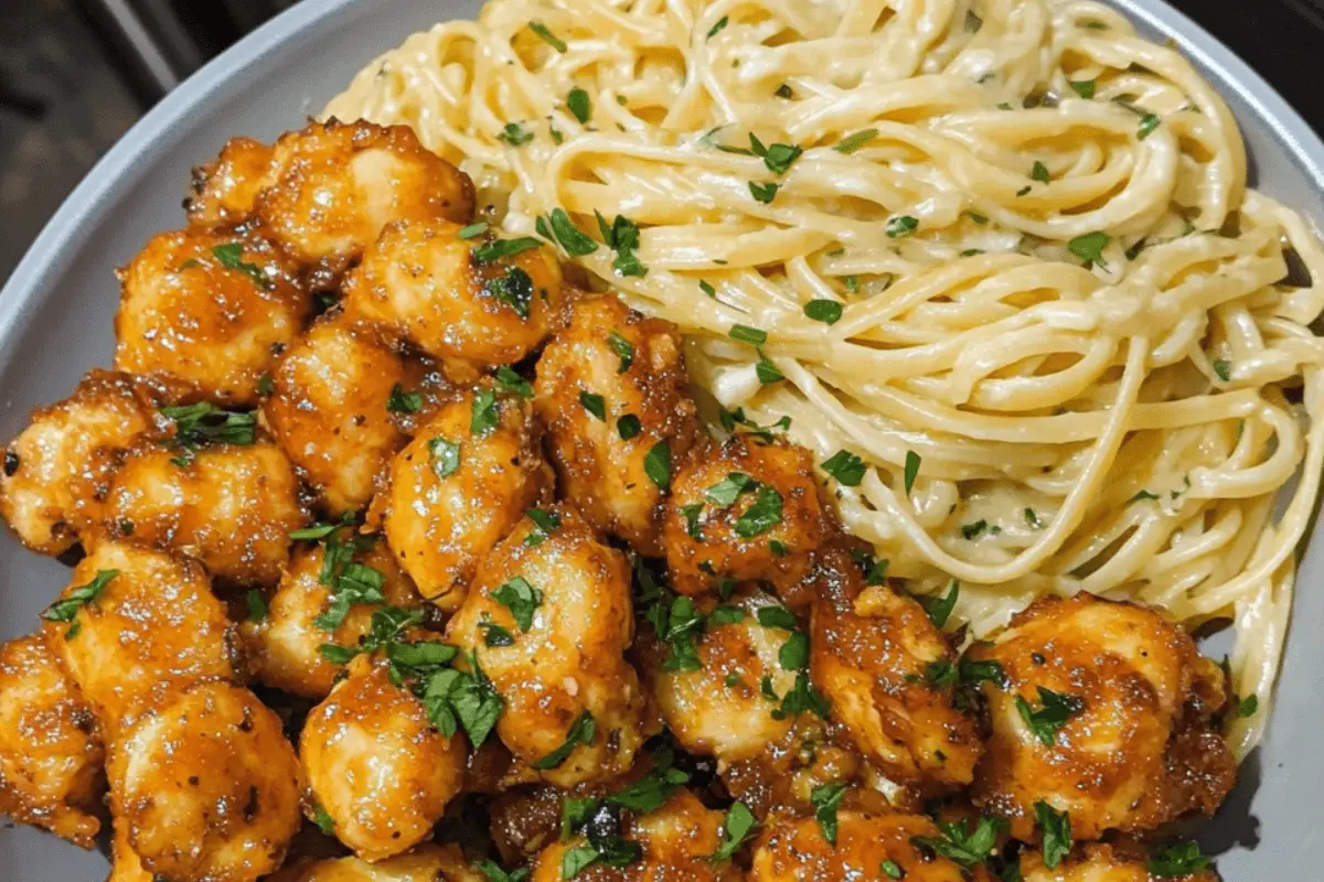 Lemon Garlic Butter Chicken Bites with Parmesan Linguine | Flavorful & Easy