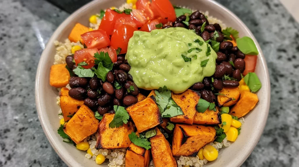 Sweet-Potato-Black-Bean-Bowls-with-Avocado-Lime-Dressing