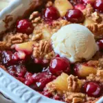 Cherry Dump Cake baked to golden perfection, topped with pecans and served warm