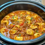 Slow Cooker Tomato Tortellini Soup with Ground Beef