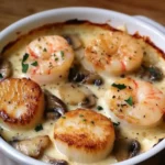 Seafood Casserole: Scallops, Shrimp, and Mushrooms