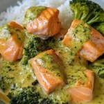 Creamy Coconut Curry Salmon with Tender Broccoli