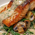 Creamy Garlic Butter Salmon with Spinach & Mushrooms