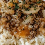 French Onion Ground Beef and Rice Casserole