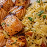 Salmon Bites with Lemon Butter Orzo