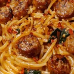Sticky Honey Garlic Sausage Pasta Skillet