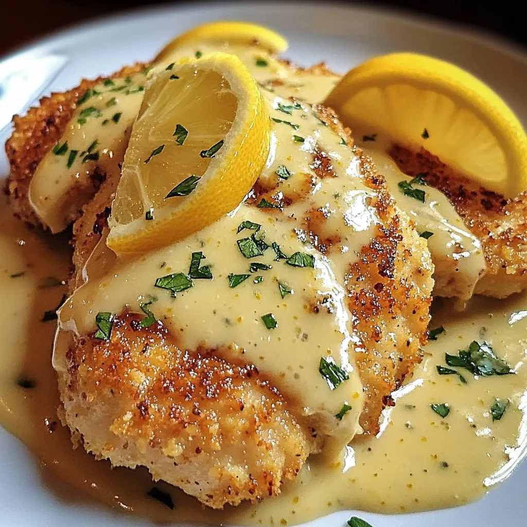 Lemon Pecorino Crusted Chicken with Creamy Lemon Sauce