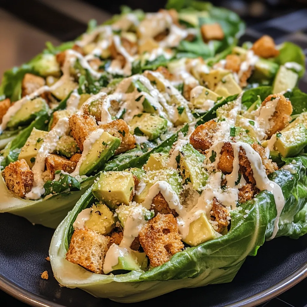 Honey Lime Chicken Caesar Salad Boats with Avocado