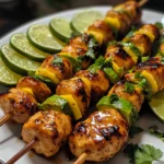 Grilled Honey Lime Chicken Skewers with Avocado & Pineapple