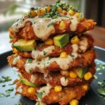 Crispy Honey Lime Chicken & Avocado Corn Fritters