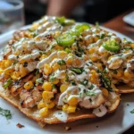 Street Corn Chicken Tostada Melts with Cilantro Lime Cream