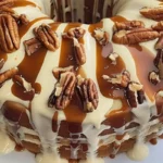 Cinnamon Roll Cream Cheese Caramel Pecan Pound Cake